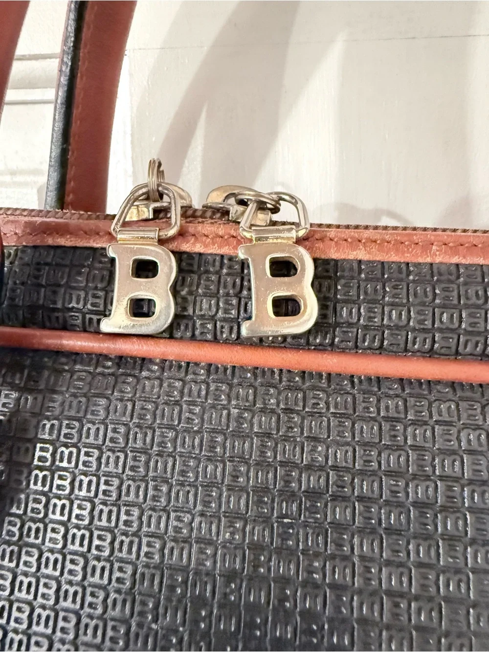 Bally Black Briefcase with Brown Leather Trim